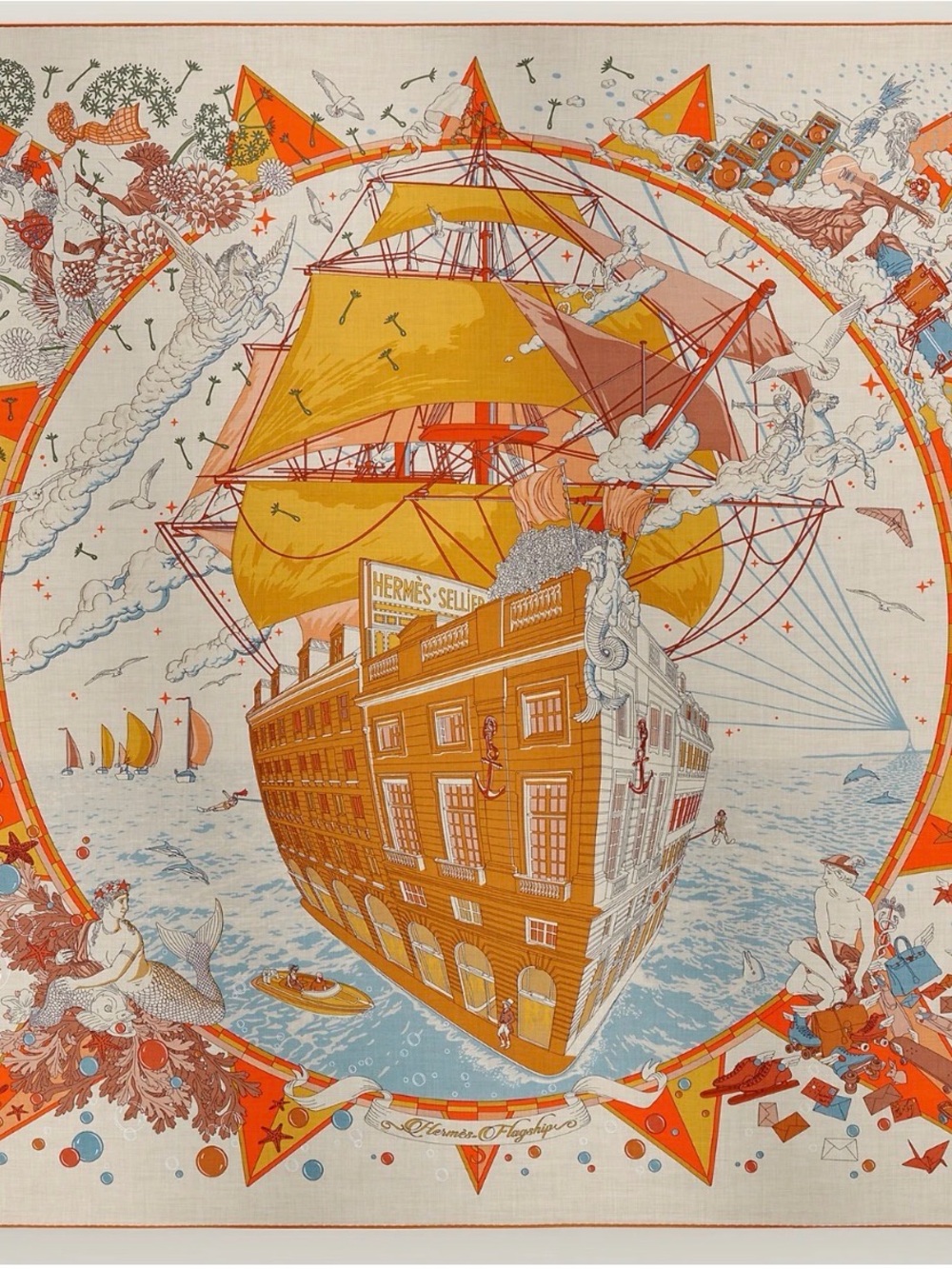 NEW with Receipt HERMÈS Hermès Flagship Shawl 140 Scarf